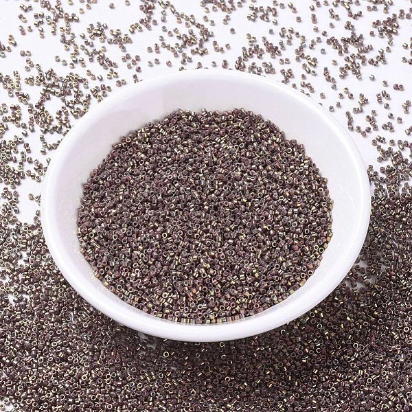 

PandaHall MIYUKI Delica Beads, Cylinder, Japanese Seed Beads, 11/0, (DB1010) Metallic Earth Batik Gold Iris, 1.3x1.6mm, Hole: 0.8mm, about..., Purple
