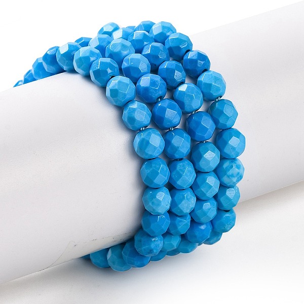 

PandaHall Natural Howlite Beads Strands, Dyed, Faceted, Round, Deep Sky Blue, 4mm, Hole: 1mm, about 92~96pcs/strand, 15.24~15.35''(38~39cm)...