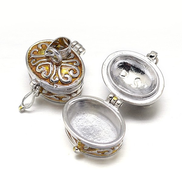 

PandaHall Enamel Oval Rack Plating Brass Prayer Box Pendants, Wish Box, Gold, 15x18x19mm, Hole: 5x3mm Brass Oval Gold
