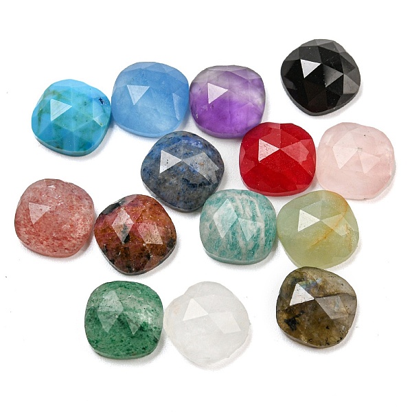 

PandaHall Natural Mixed Gemstone Cabochons, Faceted Square, 8x8x4mm Mixed Stone Square