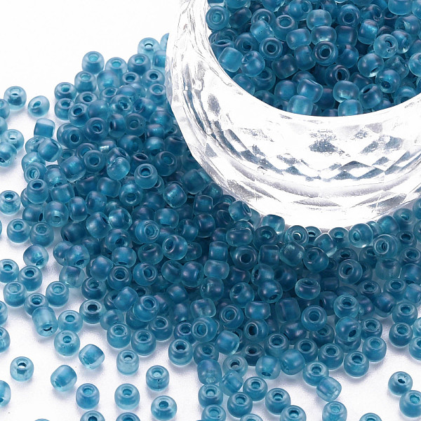 

PandaHall 8/0 Transparent Glass Seed Beads, Round Hole, Frosted Inside Colours, Round, Steel Blue, 3~4x2~3mm, Hole: 0.8mm, about...