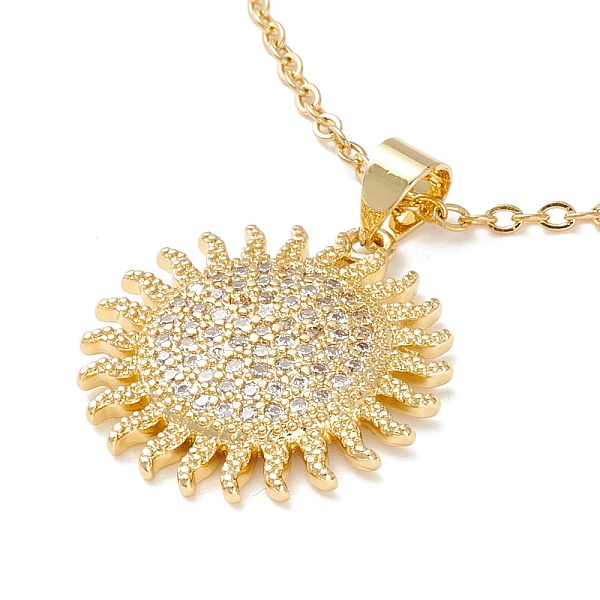 

PandaHall Clear Cubic Zirconia Sun Pendant Necklace, 304 Stainless Steel Jewelry for Women, Golden, 17.72 inch(45cm) Cubic Zirconia