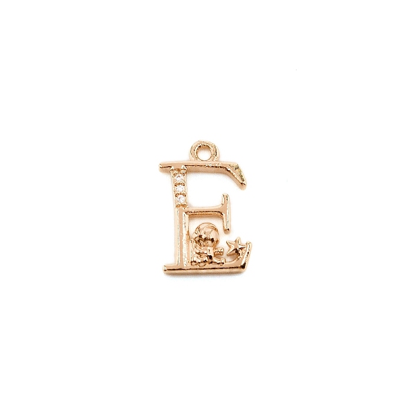 

PandaHall Brass Micro Pave Cubic Zirconia Charms, Long-plating, Letter, Letter.E, 16x10x3mm, Hole: 1.5mm Brass+Cubic Zirconia Letter Clear