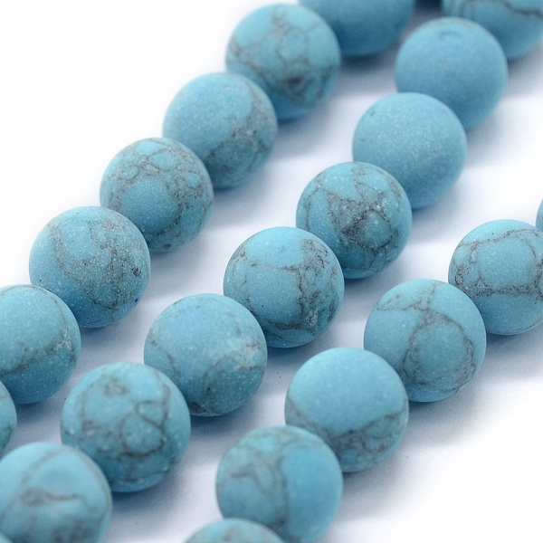 

PandaHall Synthetic Turquoise Beads Strands, Frosted, Round, Light Blue, 4mm, Hole: 0.5mm, about 100pcs/strand, 15.74 inch(40cm) Synthetic...