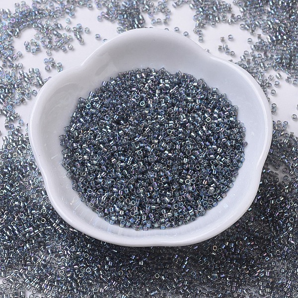 PandaHall MIYUKI Delica Beads Small, Cylinder, Japanese Seed Beads, 15/0, (DBS0179) Transparent Gray AB, 1.1x1.3mm, Hole: 0.7mm, about...
