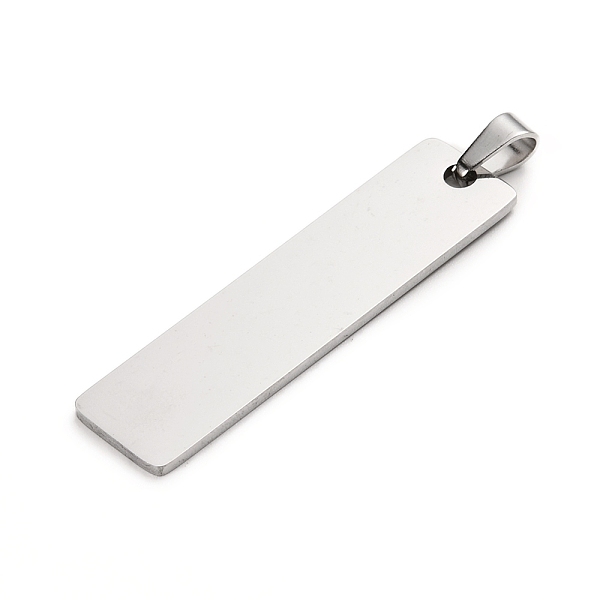 

PandaHall 304 Stainless Steel Pendants, Laser Cut, Stamping Blank Tag, Rectangle, Stainless Steel Color, 48x12x1.4mm, Hole: 6mm 304...