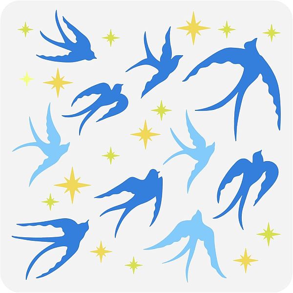 

PandaHall FINGERINSPIRE Swallow Bird Stencil 11.8x11.8 inch Plastic PET Stars Painting Stencil Reusable Bird Wall Stencil Template DIY Art...