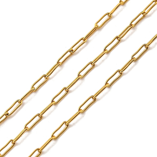 

PandaHall Ion Plating(IP) 304 Stainless Steel Chains, Paperclip Chains, Soldered, with Spool, Golden, 3.2x1x0.3mm 304 Stainless Steel