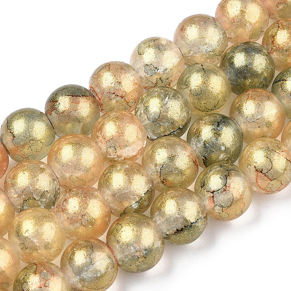 

PandaHall Baking Painted Crackle Glass Bead Strands, with Gold Powder, Round, Dark Khaki, 6mm, Hole: 1.2mm, about 147pcs/strand, 31.10 inch...