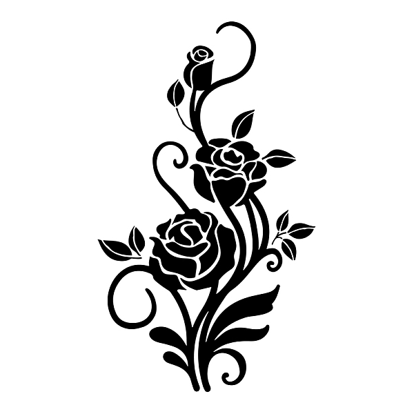 

PandaHall PVC Wall Stickers, for Home Living Room Bedroom Wall Decoration, Black, Rose Pattern, 350x720mm PVC Flower