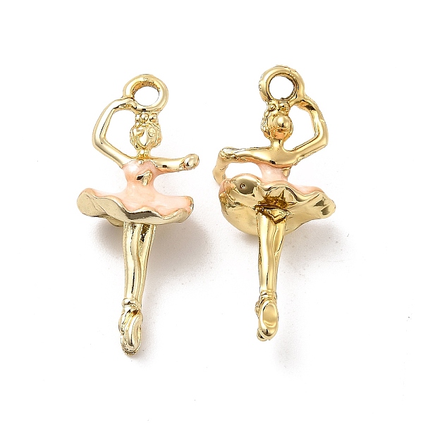 

PandaHall Rack Plating Alloy Enamel Pendants, Cadmium Free & Nickel Free & Lead Free, Dancer Charm, Golden, PeachPuff, 27x11x9mm, Hole: 2mm..., Brown