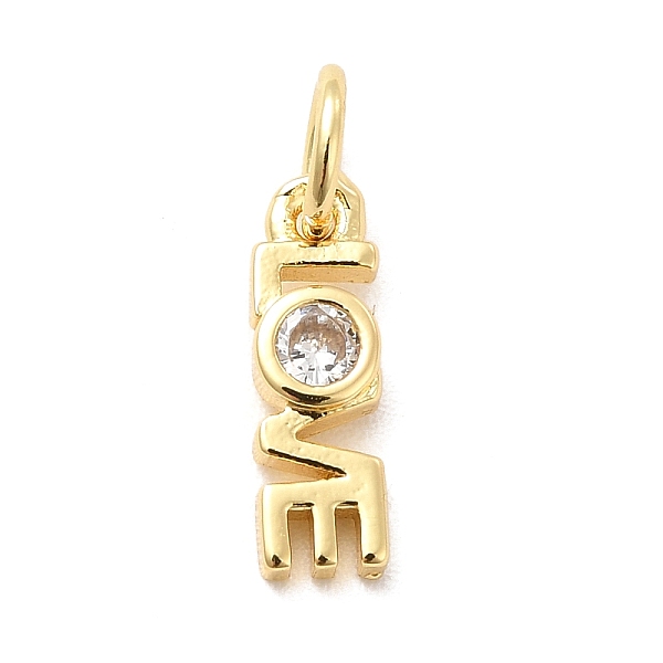 

PandaHall Rack Plating Brass Cubic Zirconia Charms, Word Love Charm, Long-Lasting Plated, with Jump Rings, Cadmium Free & Lead Free, Real..., Clear