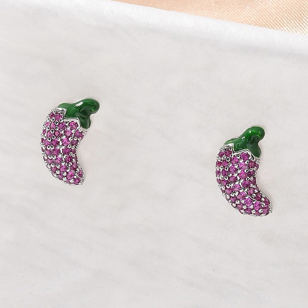 Pepper Brass Micro Pave Cubic Zirconia Stud Earrings