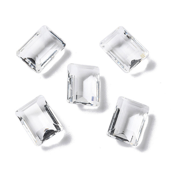 

PandaHall Transparent Glass Rhinestone Cabochons, Faceted, Rectangle, Pointed Back, Clear, 14x10x6mm Glass Rhinestone Rectangle Clear