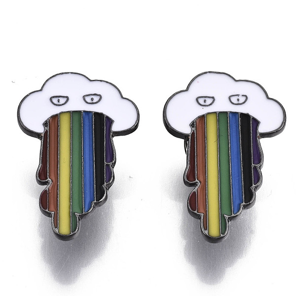 

PandaHall Alloy Brooches, Enamel Pin, with Brass Butterfly Clutches, Cloud with Rainbow, Gunmetal, Colorful, 29.5x20x2mm, Pin: 1mm...