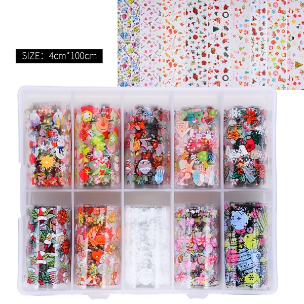 

PandaHall Nail Art Transfer Stickers, Nail Decals, DIY Nail Tips Decoration for Women, Christmas Themed Pattern, Mixed Color, 1000x40mm..., Multicolor