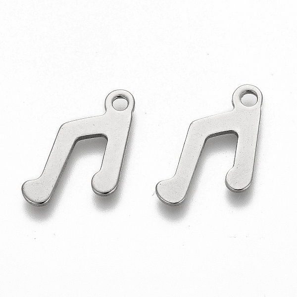 PandaHall 201 Stainless Steel Pendants, Laser Cut, Musical Note, Stainless Steel Color, 13x9x0.5mm, Hole: 1.4mm 201 Stainless Steel Musical...