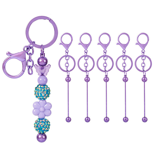 

PandaHall Spritewelry 5Pcs Alloy and Brass Bar Beadable Keychain for Jewelry Making DIY Crafts, with Lobster Clasps, Dark Orchid, 15.8x2.4cm...