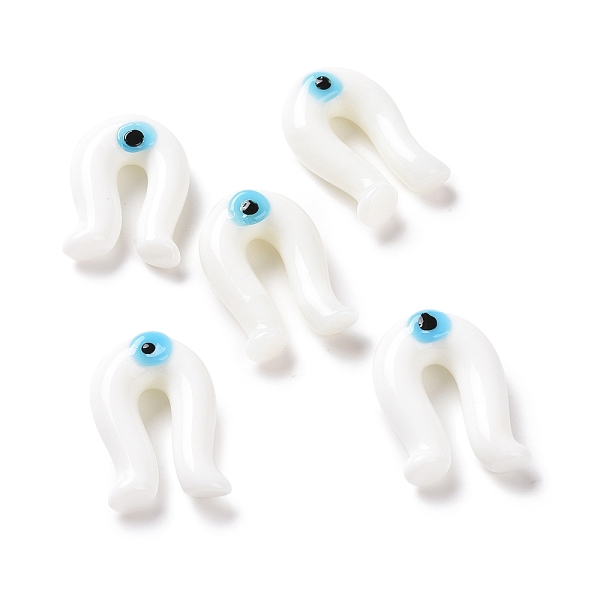 

PandaHall Handmade Evil Eye Lampwork Beads, Half Drilled, Arch, White, 27x18x9.5mm, Hole: 1.5mm Lampwork Arch White