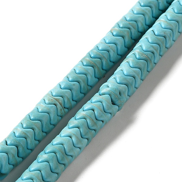 

PandaHall Synthetic Turquoise Dyed Beads Strands, Wavy Shape, Turquoise, 6.5x3mm, Hole: 1.2mm, about 134pcs/strand, 15.08''(38.3cm)..., Green