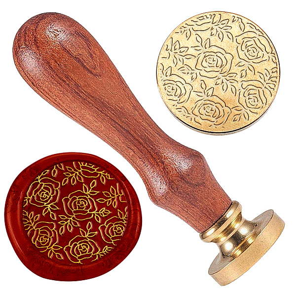 

PandaHall Wax Seal Stamp Set, Golden Plated Sealing Wax Stamp Solid Brass Head, with Retro Wood Handle, for Envelopes Invitations, Gift Card...