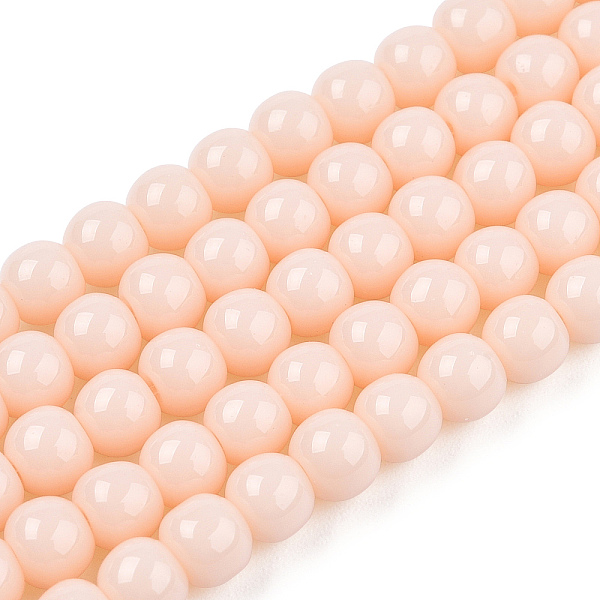 

PandaHall Opaque Solid Color Glass Beads Strands, Round, PeachPuff, 4~4.5mm, Hole: 0.8mm, about 97~99pcs/strand, 14.76 inch~14.96 inch..., Brown