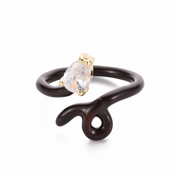 

PandaHall Brass Micro Pave Clear Cubic Zirconia Cuff Rings, Open Rings, with Enamel, Snake, Cadmium Free & Nickel Free & Lead Free, Real 16K...
