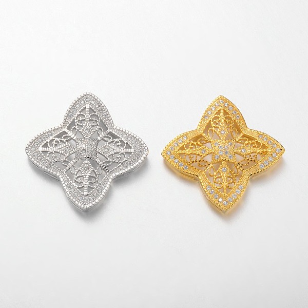 

PandaHall Filigree Flower Brass Micro Pave Cubic Zirconia Pendants, Multi-strand Links, Lead Free & Nickel Free, Mixed Color, 30x30x5mm...