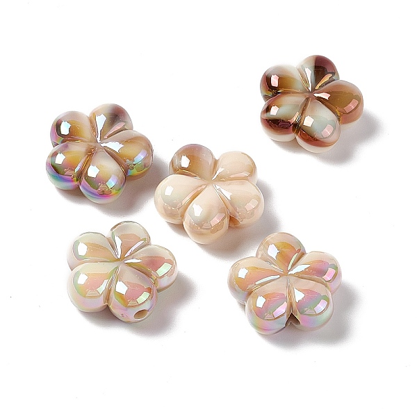 

PandaHall Opaque Acrylic Beads, AB Color, 5-Petal Flower, Camel, 21x22x9mm, Hole: 2.8mm Acrylic Flower Brown