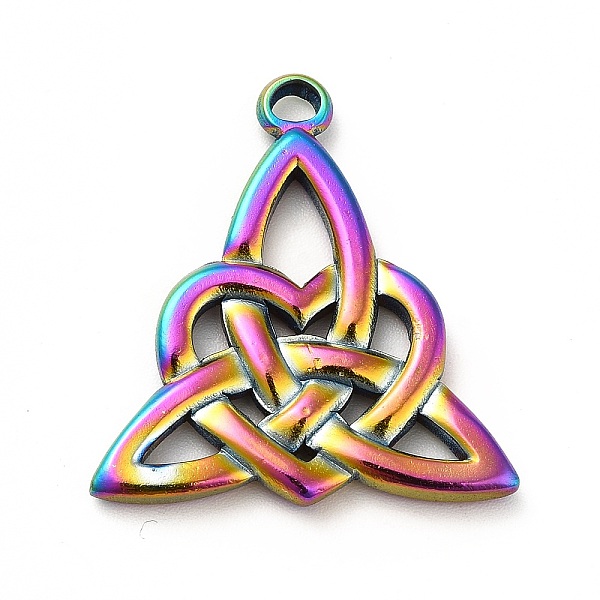 

PandaHall 201 Stainless Steel Pendants, Trinity Knot Charms, Rainbow Color, 27.5x25.5x3mm, Hole: 3mm 201 Stainless Steel Triangle