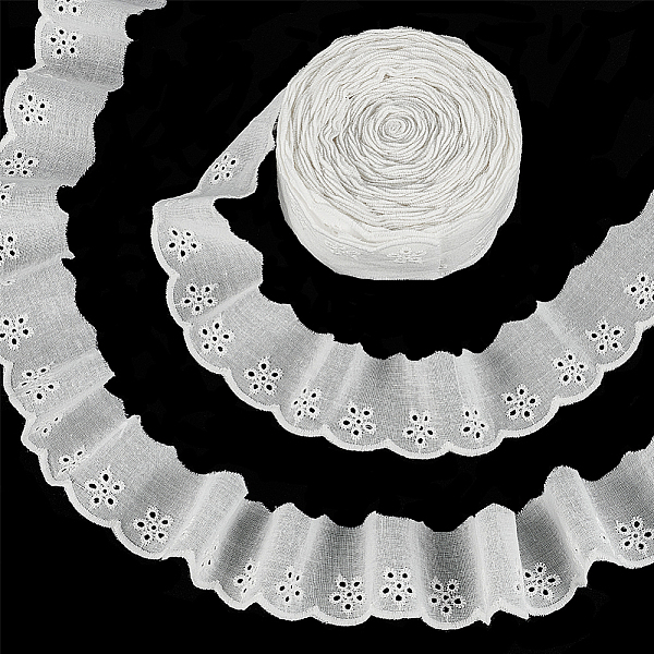 

PandaHall Polyester Hollow Flower Lace Trim, Wavy Edge Lace Ribbon, WhiteSmoke, 1-5/8 inch(42mm) Polyester Flower White