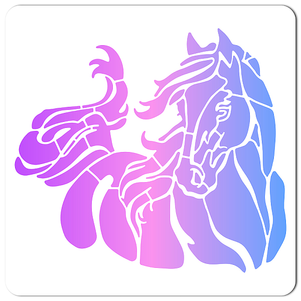 

PandaHall GORGECRAFT 30x30CM Horse Templates Drawing Painting Stencils Large Reusable Plastic Square Stencils Sign for Painting on Wood Wall...