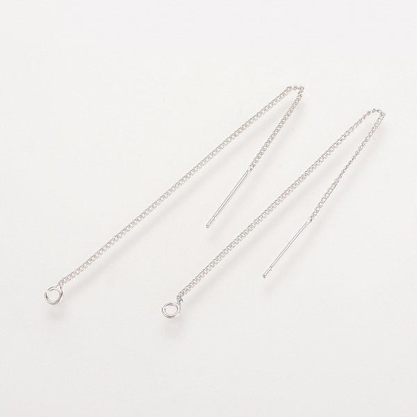 

PandaHall Brass Stud Earring Findings, Ear Threads, Nickel Free, Real Platinum Plated, 82~85x1mm, Pin: 0.5mm Brass Others