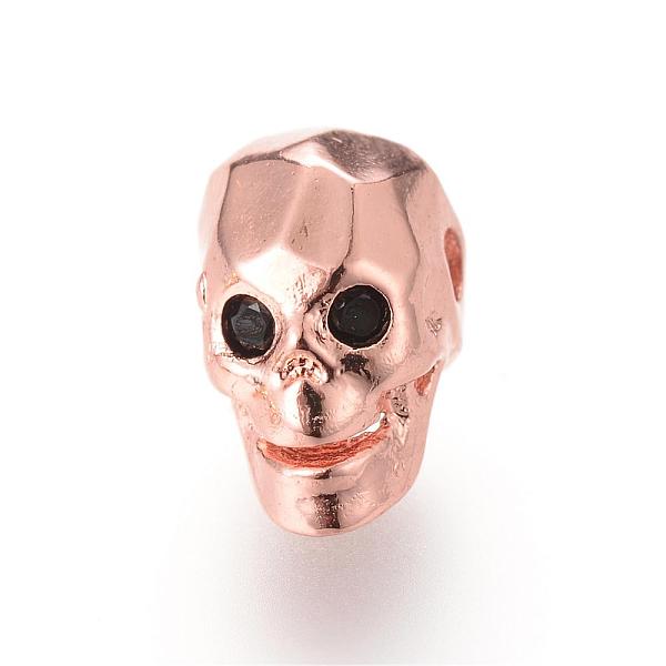 

PandaHall Brass Micro Pave Cubic Zirconia Beads, Skull, Rose Gold, 12x7.5x9mm, Hole: 2mm Brass+Cubic Zirconia Skull