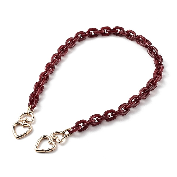 

PandaHall Acrylic Linking Rings Bag Handles, with Aluminium Paperclip and Heart Alloy Swivel Clasps, Dark Red, 63cm Acrylic