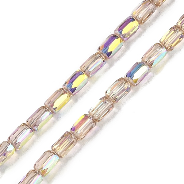 

PandaHall Electroplate Glass Beads Strands, AB Color Plated, Faceted, Column, Thistle, 6.5x4mm, Hole: 0.8mm, about 80pcs/strand, 20.08''..., Purple