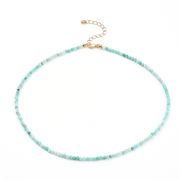 

PandaHall Natural Amazonite Beaded Necklaces, with Brass Lobster Claw Clasps, Golden, 15.94 inch(40.5cm) Amazonite