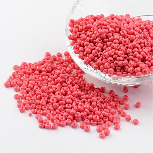 

PandaHall 8/0 3mm Baking Paint Glass Seed Beads Loose Spacer Beads, Light Coral, 3mm, Hole: 1mm, about 962pcs/50g Glass Red