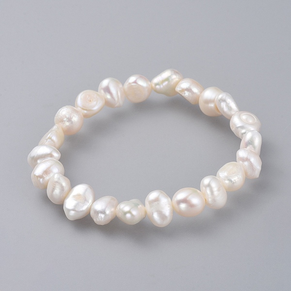 

PandaHall Natural Pearl Stretch Bracelets, White, 2-1/8 inch(5.5cm) Pearl White