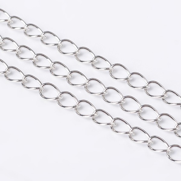 

PandaHall Iron Side Twisted Chain, Unwelded, Lead Free, with Spool, Platinum, 6x4x0.7mm, about 328.08 Feet(100m)/roll Iron