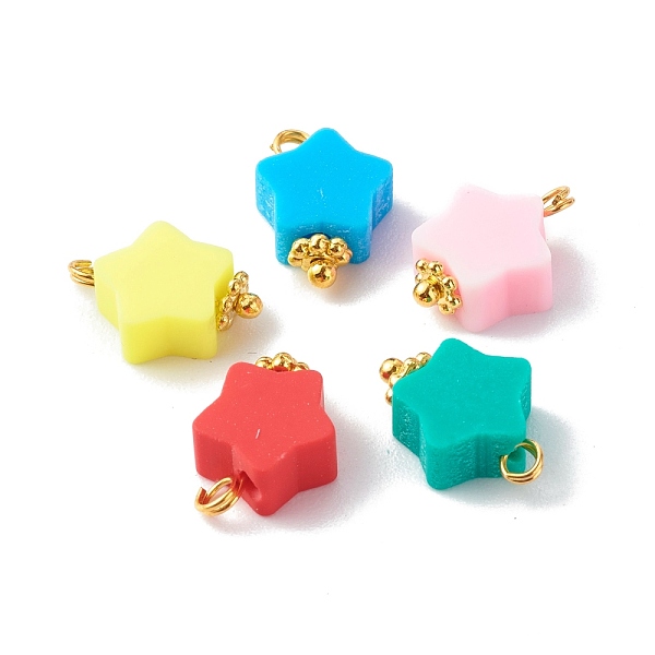 

PandaHall Handmade Polymer Clay Star Charms Pendant, with Golden Iron Eye Pin and Brass Beads, Mixed Color, 13.8x9x4.5mm, Hole: 1.8mm..., Multicolor