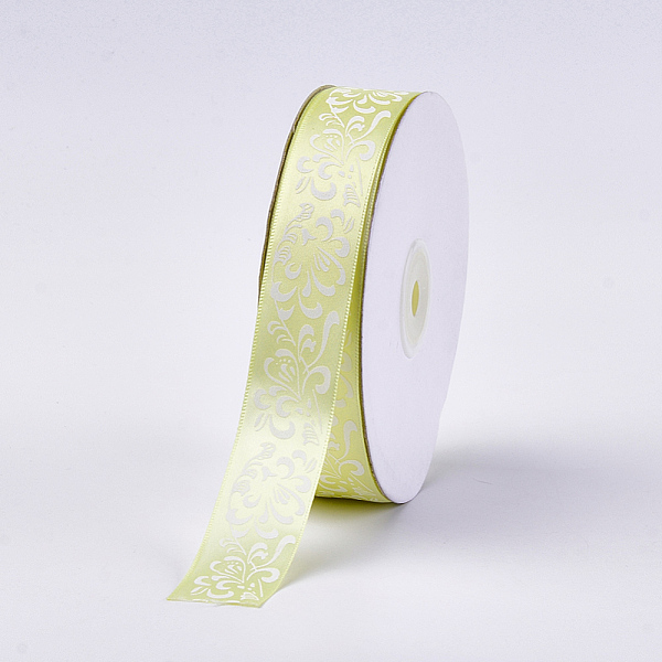 

PandaHall Single Face Satin Ribbon, Polyester Ribbon, Flower Pattern, Green Yellow, 1 inch(25mm), about 50yards/roll(45.72m/roll) Polyester...