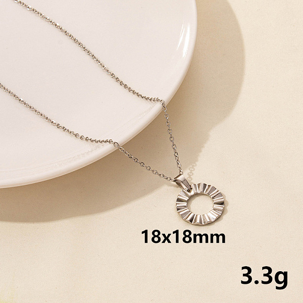 

PandaHall 304 Stainless Steel Geometric Ring Pendant Necklace for Women, Minimalist Fashion Collarbone Jewelry Stainless Steel Ring