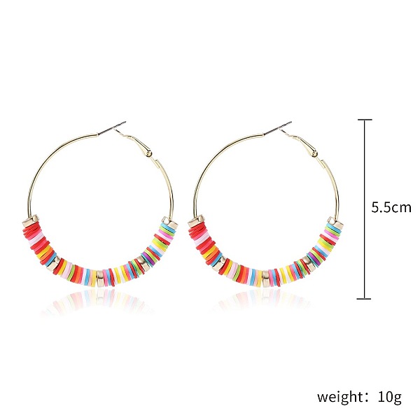 

PandaHall Bohemia Style Colorful Clay Beads Hoop Earrings, Ring Other