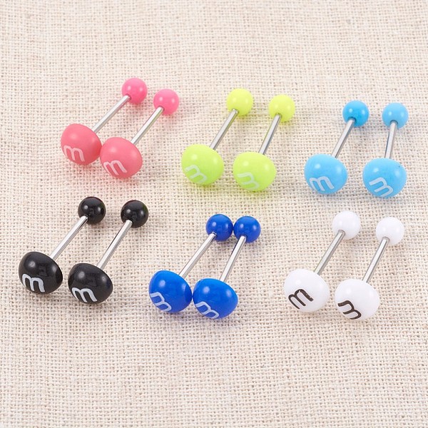 PandaHall Acrylic Ear Fake Plugs Gauges, with 304 Stainless Steel Pin, Mixed Color, 24.5mm, Pin: 1mm Acrylic Multicolor