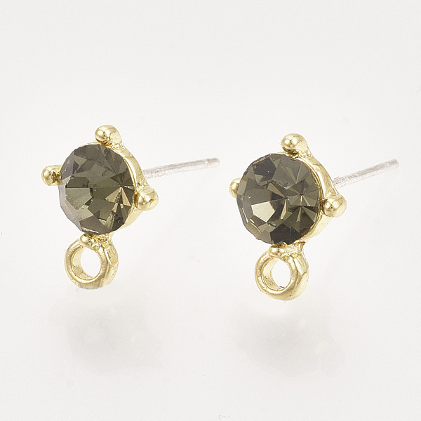 

PandaHall Alloy Stud Earring Findings, with Glass Rhinestones, Loop and Raw(Unplated) Pin, Golden, Black Diamond, 11.5x8.5mm, Hole: 1.8mm..., Gray