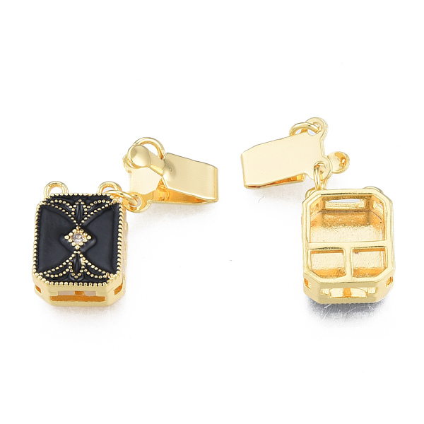 

PandaHall Brass Pave Clear Cubic Zirconia Box Clasps, with Black Enamel, Nickel Free, Rectangle, Real 18K Gold Plated, 25mm, Rectangle...