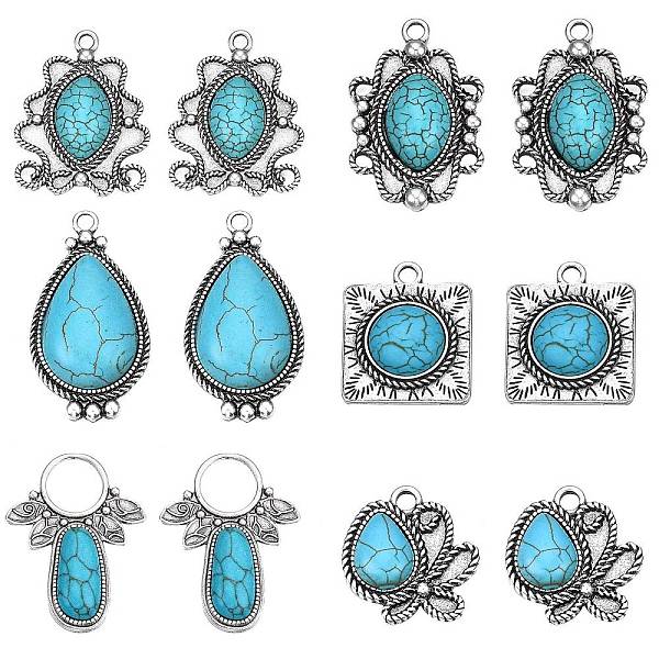 

PandaHall DIY Pendant Making Findings Kits, Including Oval & Teardrop & Square Synthetic Turquoise Pendants Settings for Enamel & Pendants...