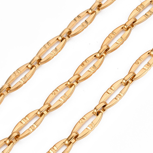 

PandaHall 304 Stainless Steel Chains, Oval Link Chains, with Spool, Unwelded, Nickel Free, Real 18K Gold Plated, 13.5x6.5x1.5mm, 6.5x4.5x2mm...