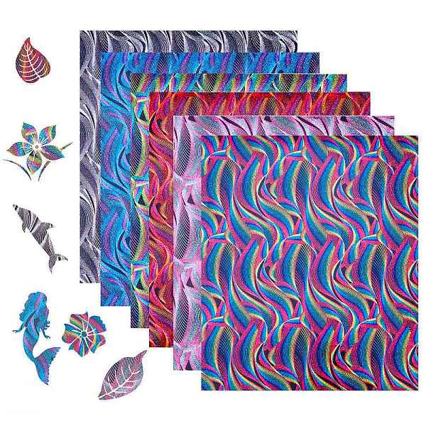 

PandaHall 6Pcs 6 Colors Glitter Heat Transfer, with Wave Pattern, Heat Transfer Vinyl for T-Shirts, Hats, Clothing, Mixed Color..., Multicolor